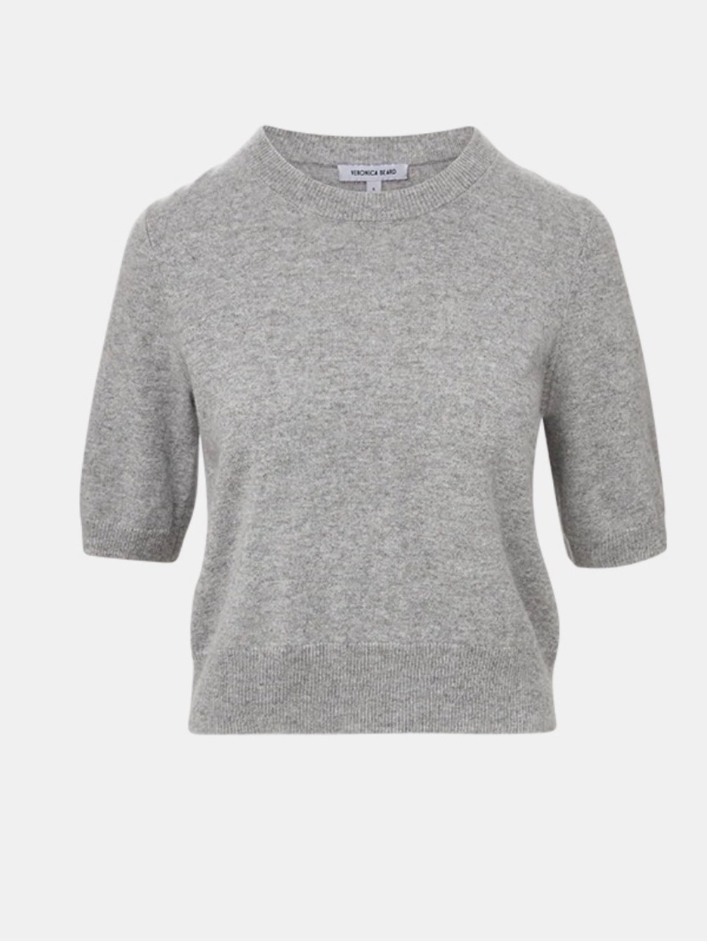 Veronica Beard Heather Gray Short-Sleeve Cashmere Sweater